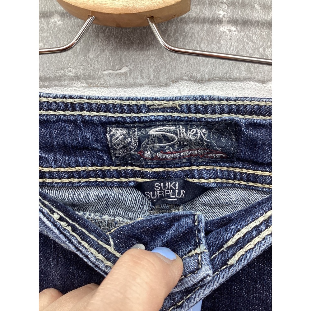 Silver Jeans Co Suki Surplus Bootcut Jeans Dark Wash Distressed Womens 16 L32 - Picture 5 of 10